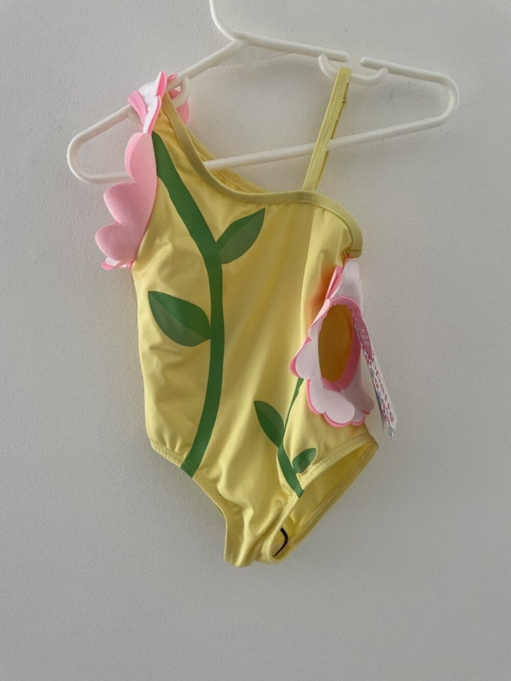 Wippette NWT UPF 50+ sun protection 3T one piece swim suit, flowers cutout, yell